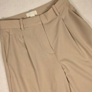 HM Beige Wide Leg High Waist Pleated Trousers Dress Pants Size 4 1176512 9